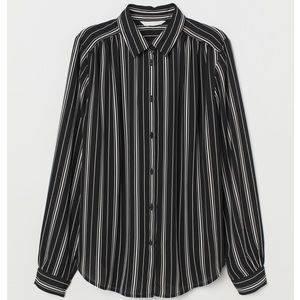 Black and white striped button down